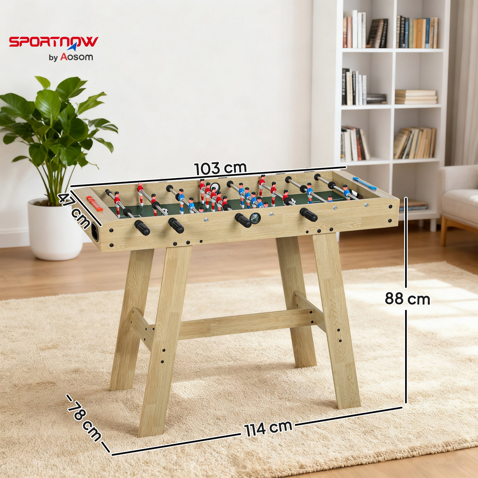 Matraquilho para crianças com 2 marcadores 8 pegas 22 jogadores e varas telescópicas 114x78x88 cm madeira