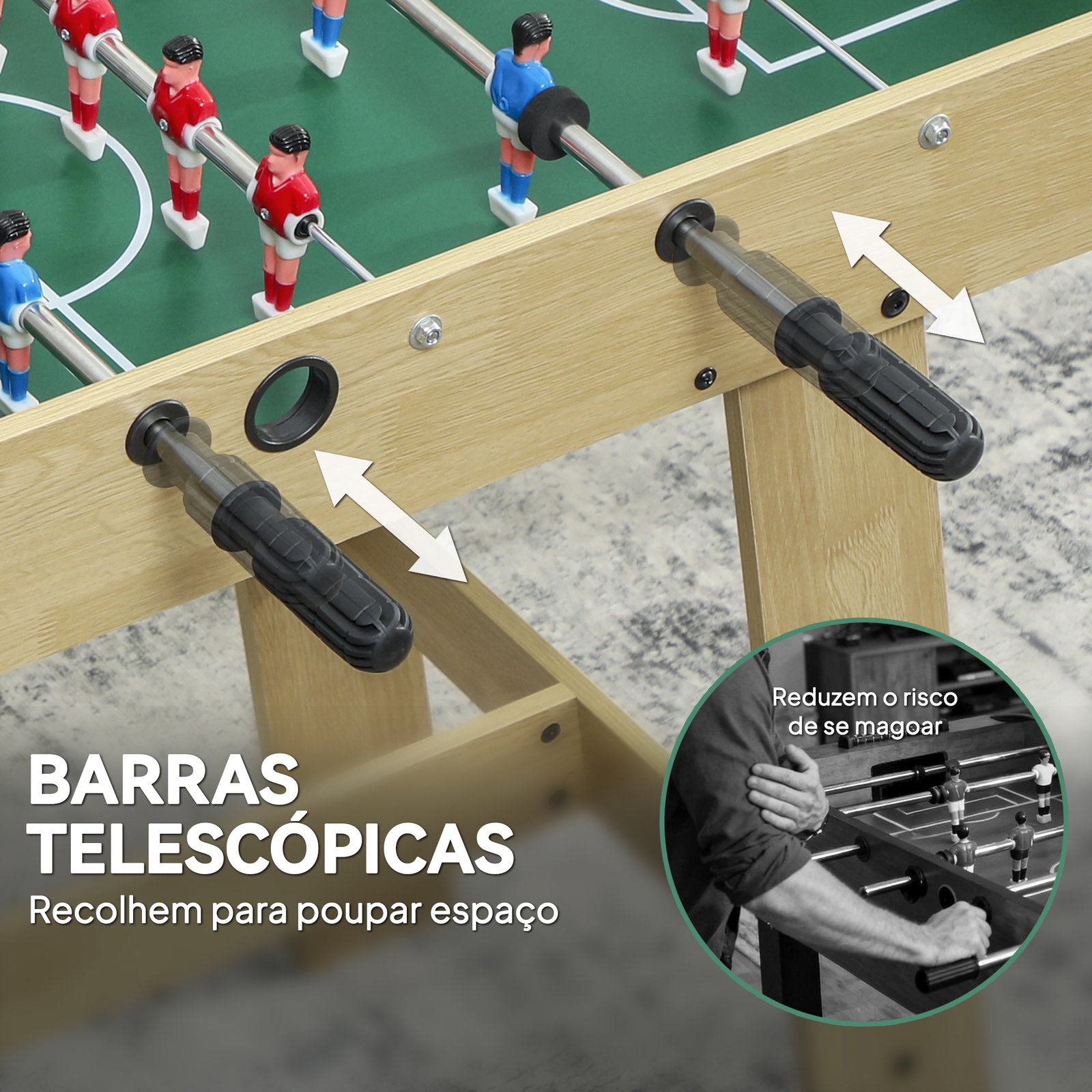 Matraquilho para crianças com 2 marcadores 8 pegas 22 jogadores e varas telescópicas 114x78x88 cm madeira