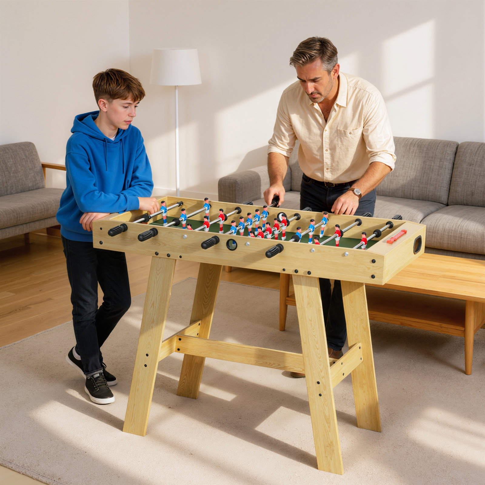 Matraquilho para crianças com 2 marcadores 8 pegas 22 jogadores e varas telescópicas 114x78x88 cm madeira