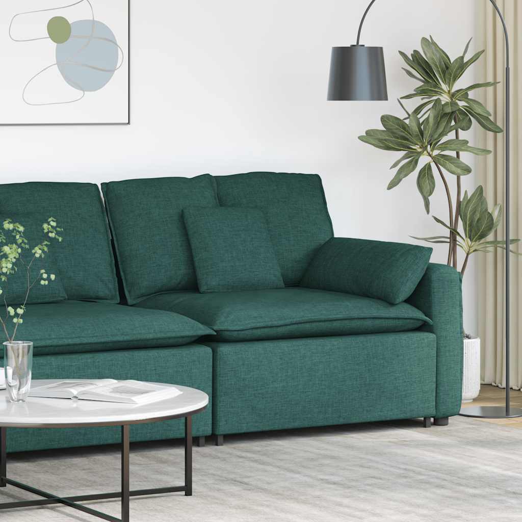 Módulo de extremidade de apoio de braço para sofá modular com almofadas, verde escuro, 100 cm
