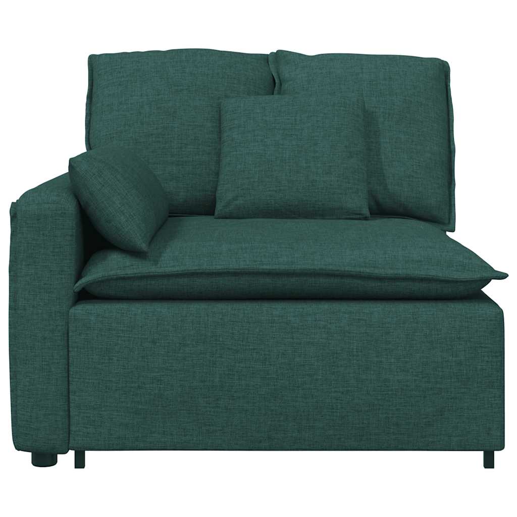 Módulo de extremidade de apoio de braço para sofá modular com almofadas, verde escuro, 100 cm