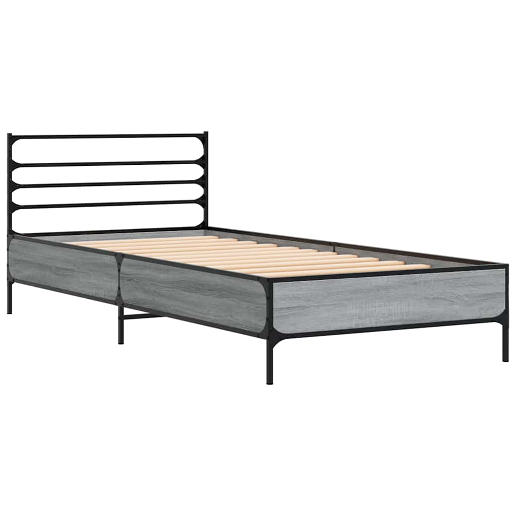Estrutura cama 100x200 cm derivados madeira/metal cinza sonoma