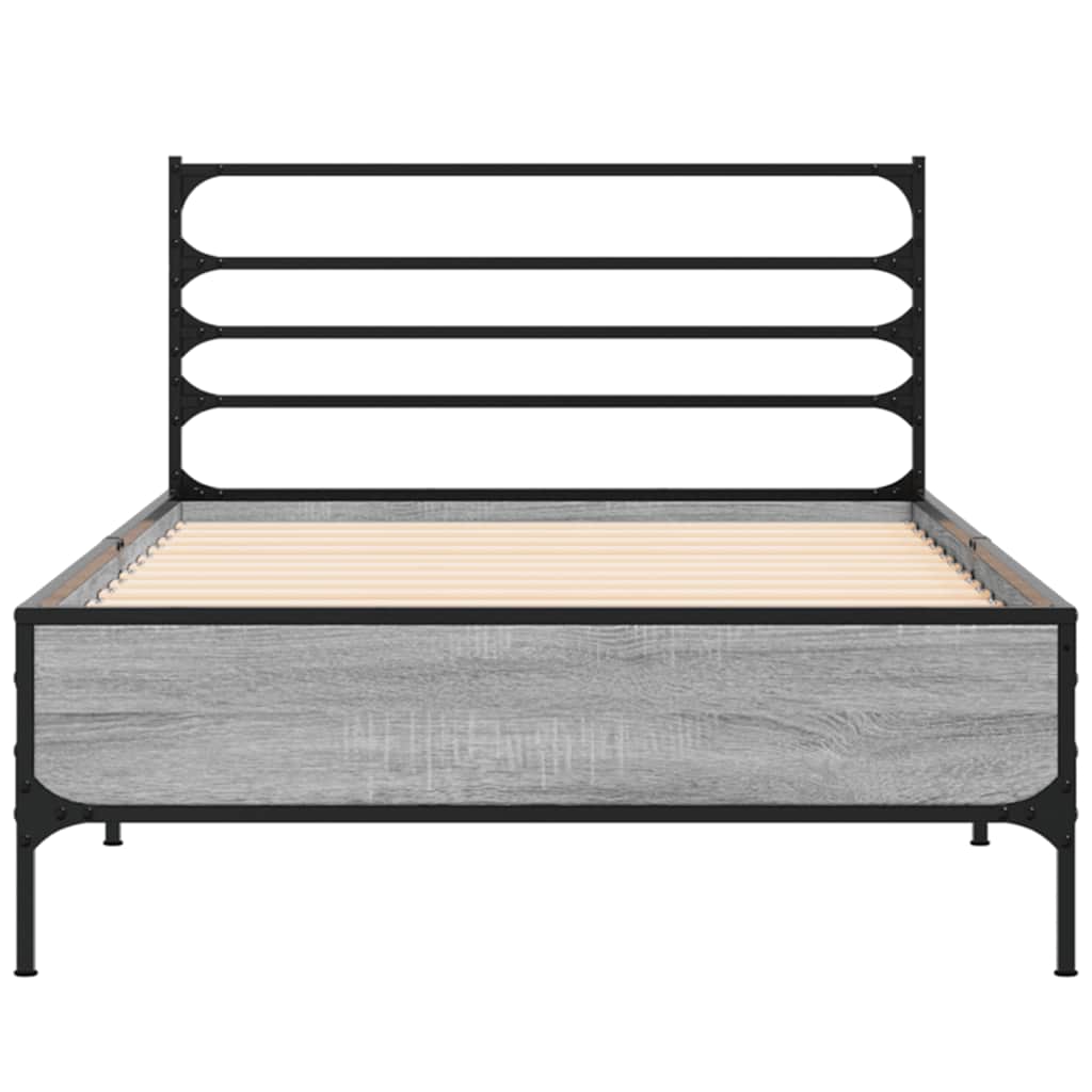 Estrutura cama 100x200 cm derivados madeira/metal cinza sonoma