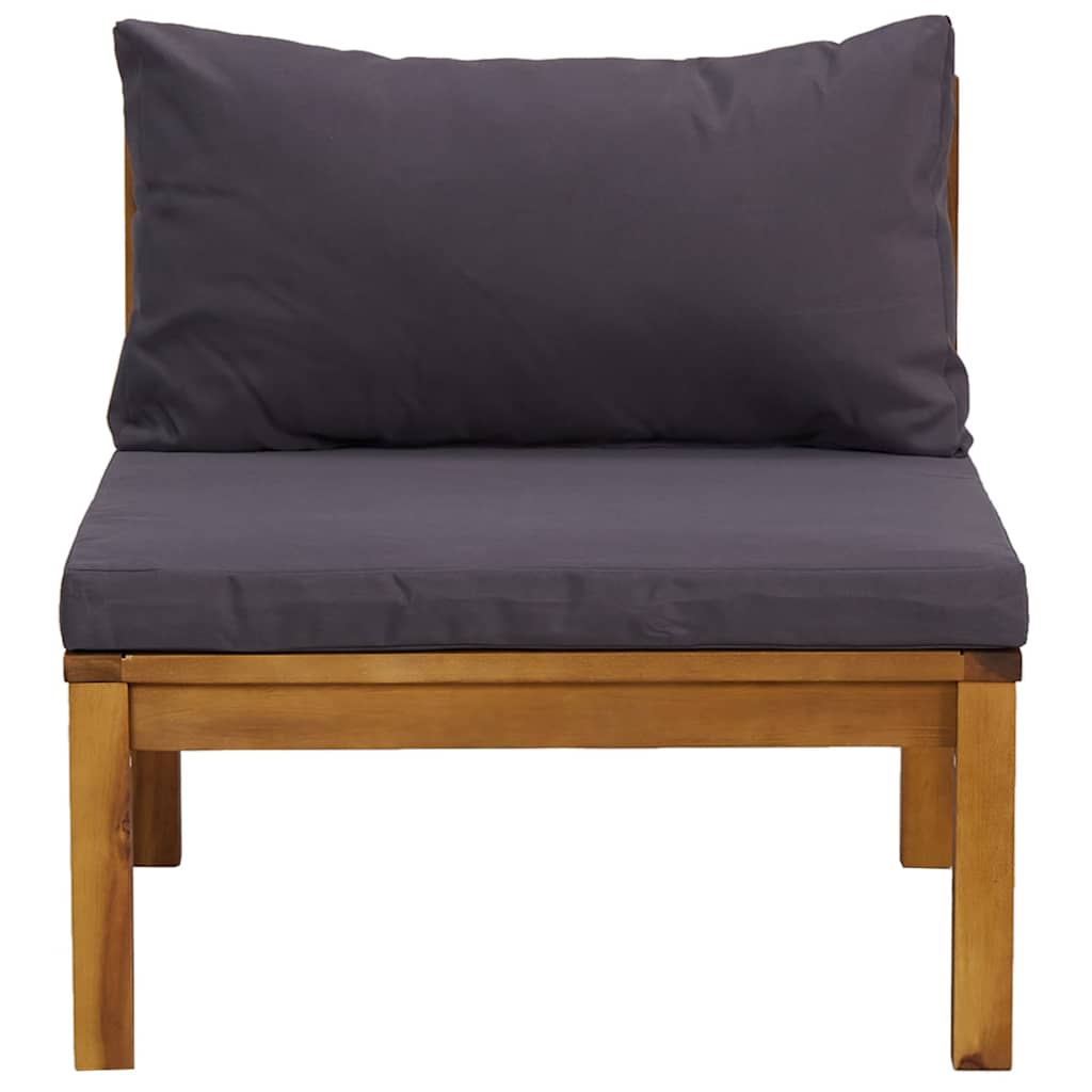Conjunto sofás 2 pcs c/ almofadões cinza-escuro acácia maciça