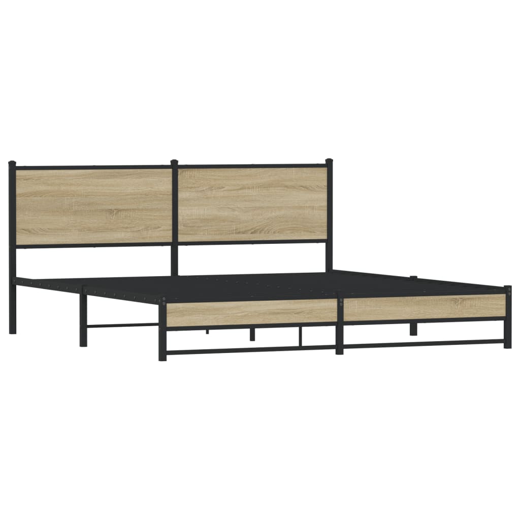 Estrutura de cama sem colchão 160x200cm metal carvalho sonoma