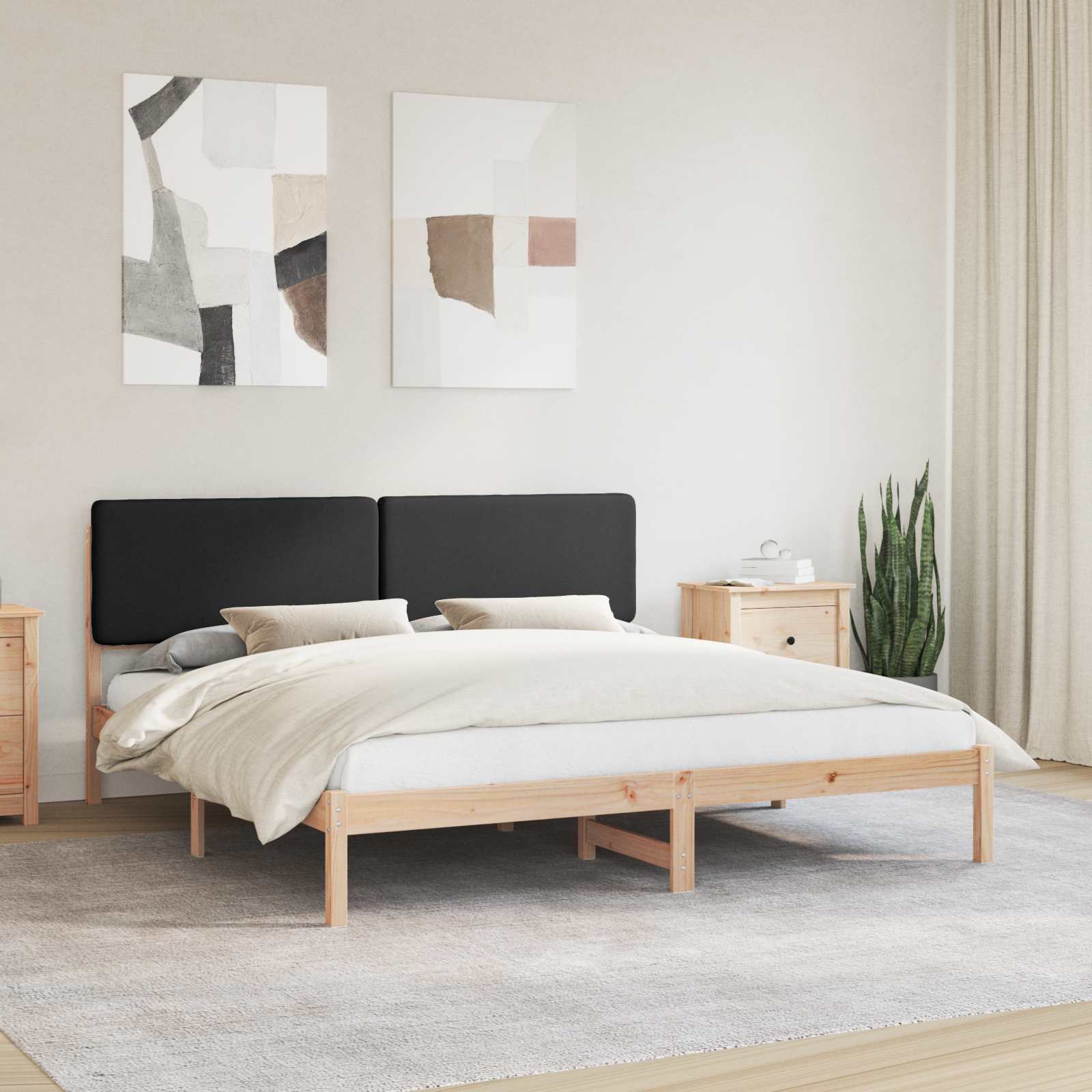 Estrutura de cama com cabeceira estofada preto 180 x 200 cm