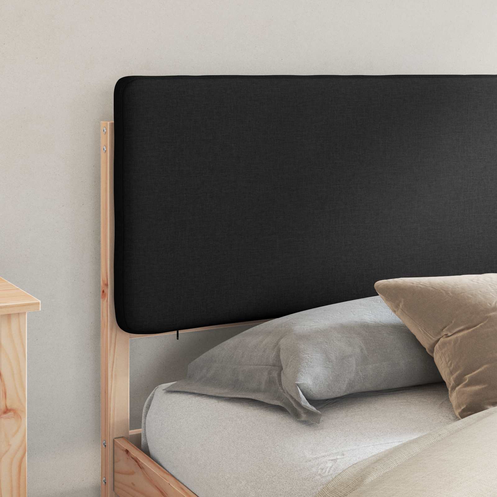 Estrutura de cama com cabeceira estofada preto 180 x 200 cm