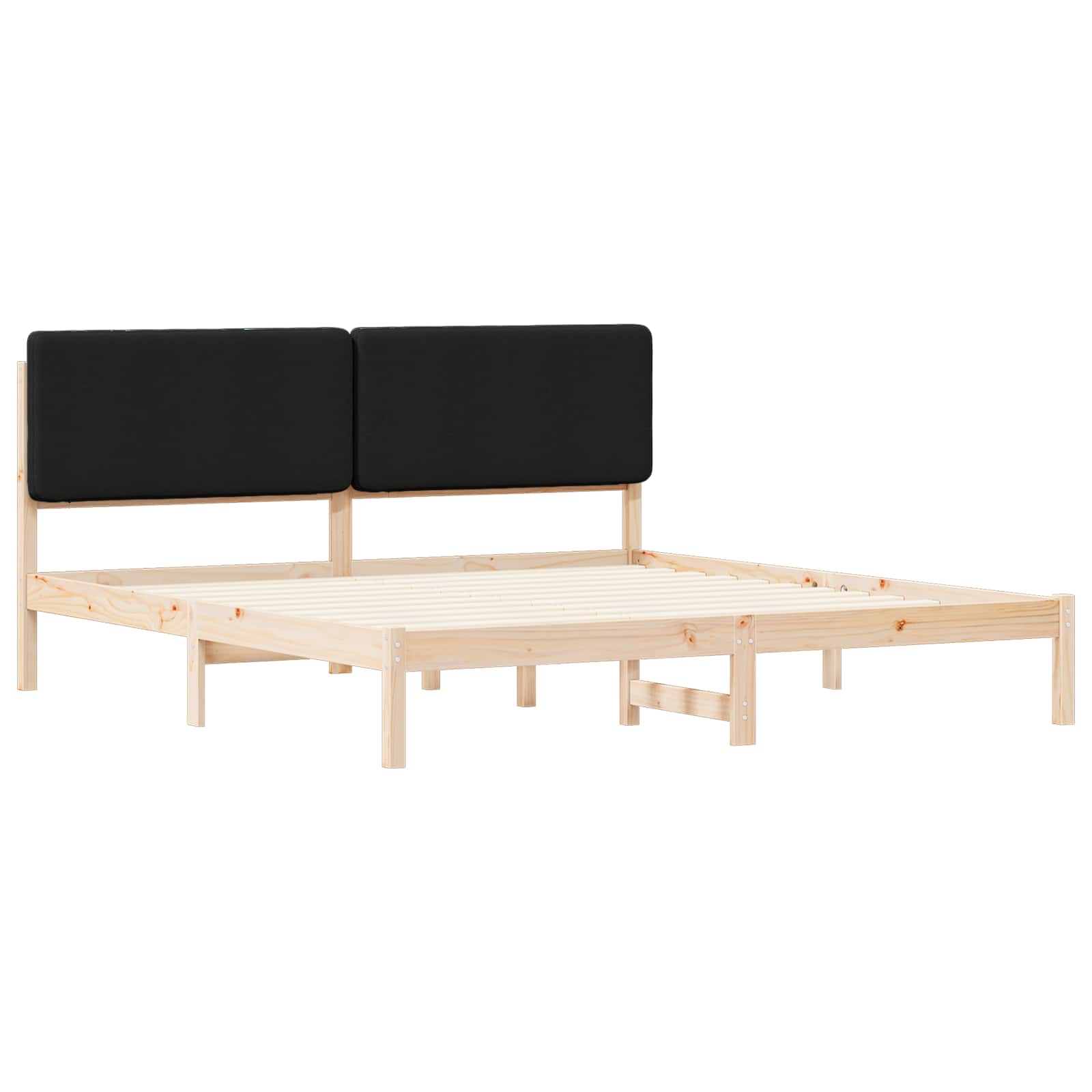 Estrutura de cama com cabeceira estofada preto 180 x 200 cm
