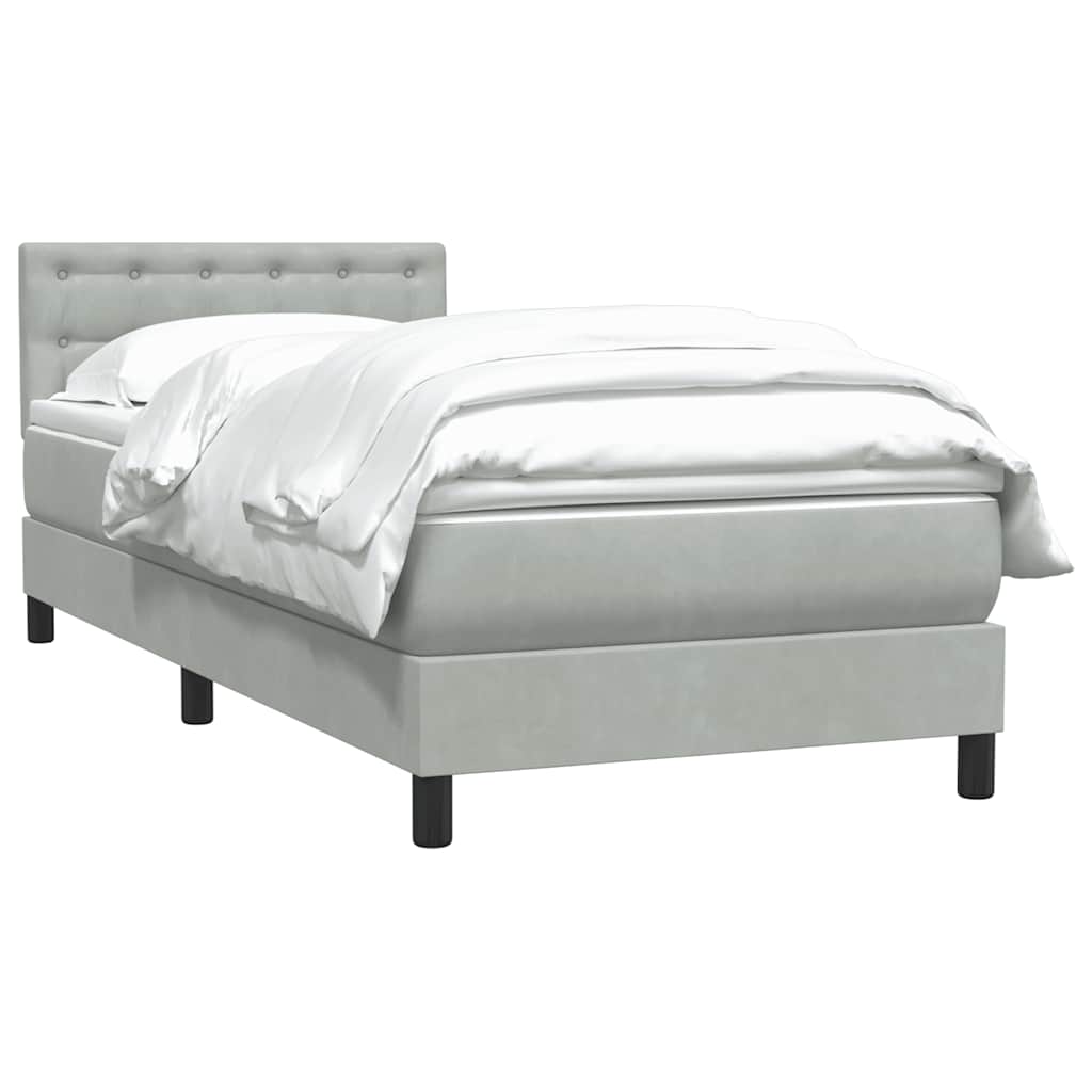 Cama com molas/colchão cinzento-claro 80x220 cm veludo