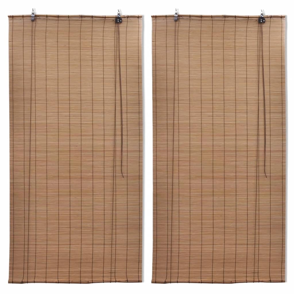 Estores de rolo 2 pcs 100 x 160 cm bambu castanho