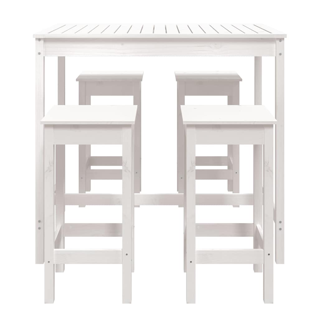 5 Pcs conjunto de bar para jardim pinho maciço branco
