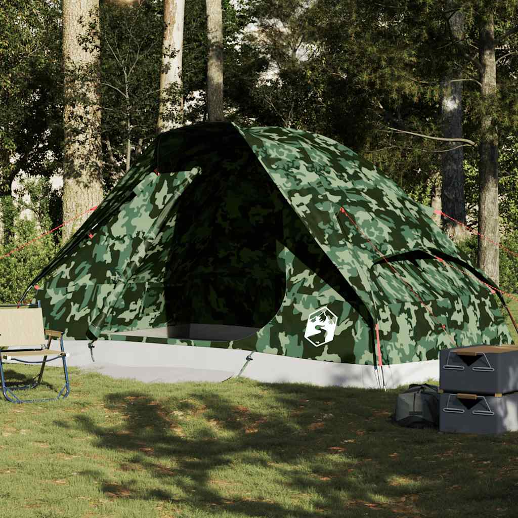 Tenda familiar cúpula para 6 pessoas impermeável camuflagem