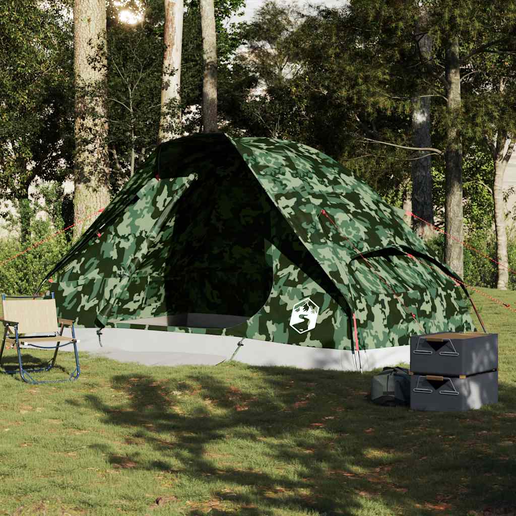 Tenda familiar cúpula para 6 pessoas impermeável camuflagem