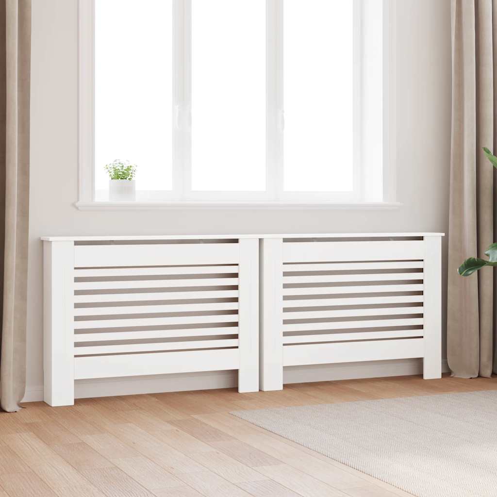 Coberturas de radiador 2 pcs 112x19x81,5 cm MDF branco