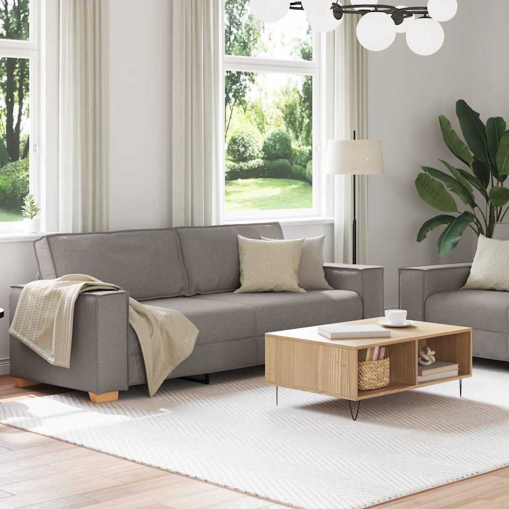 Conjunto de sofá de 2 peças com almofadas em tecido taupe
