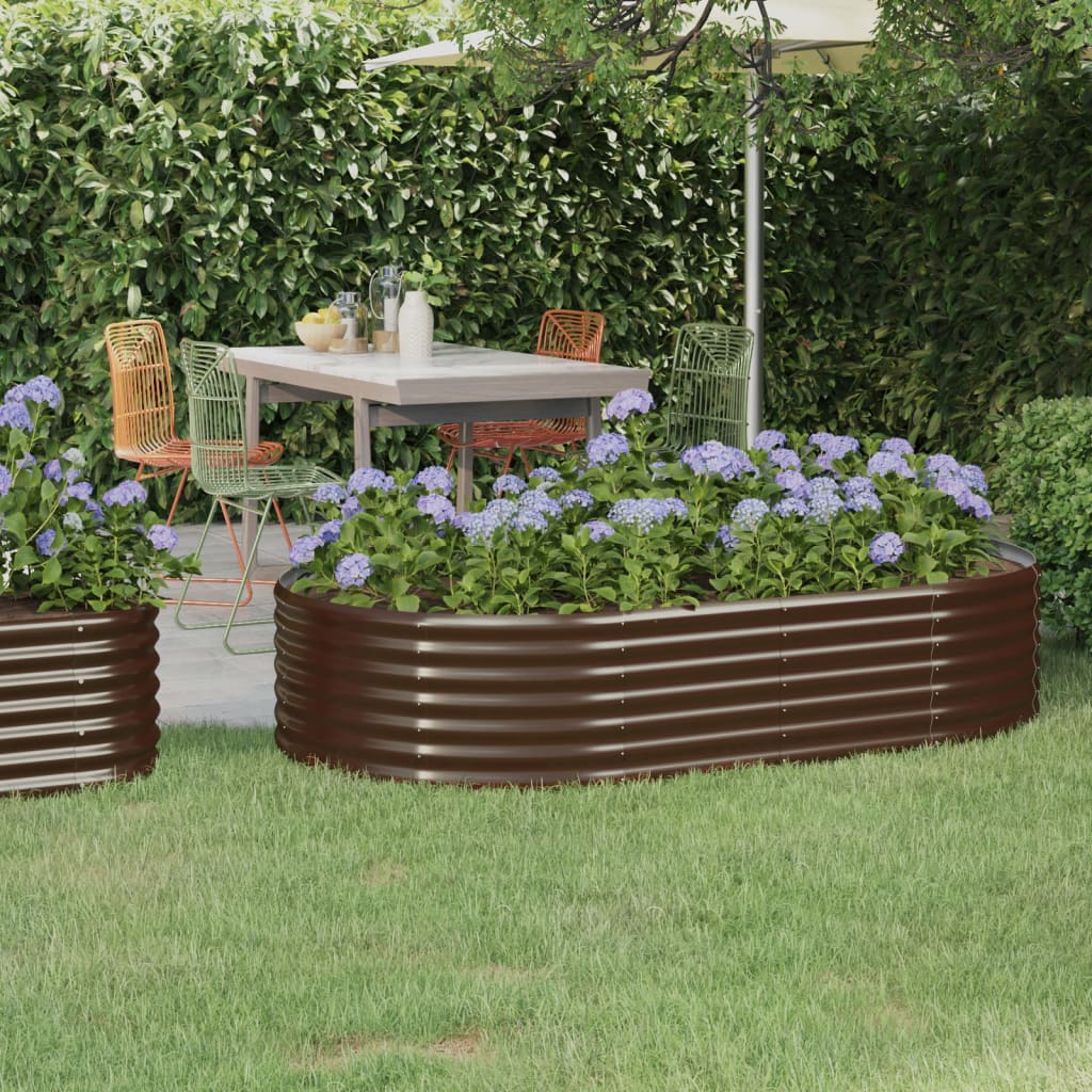 Canteiro elevado jardim 175x100x36 aço galvanizado castanho