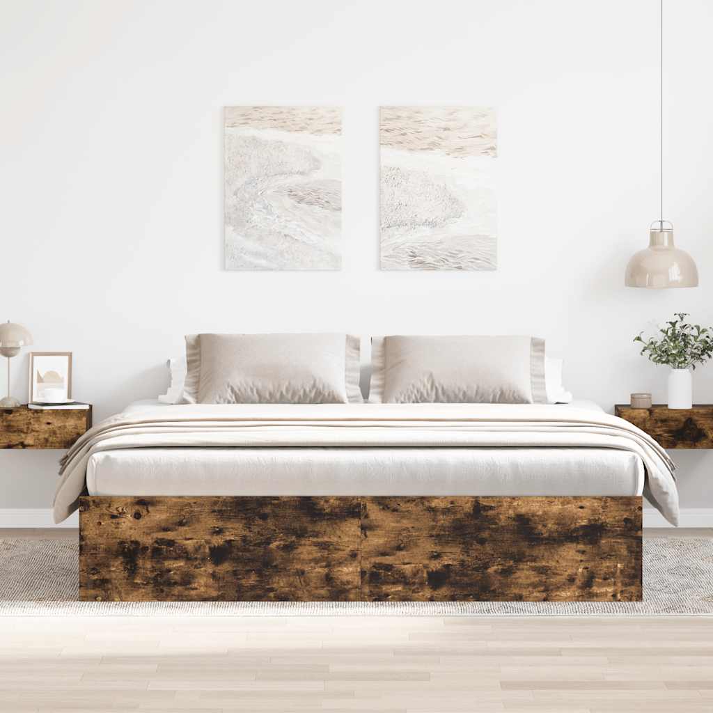Estrutura de cama 200x200 cm carvalho fumado