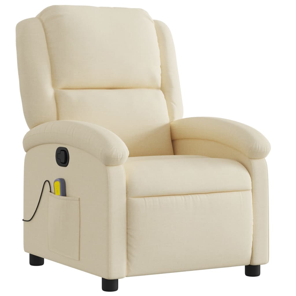 Poltrona de massagem reclinável em tecido creme