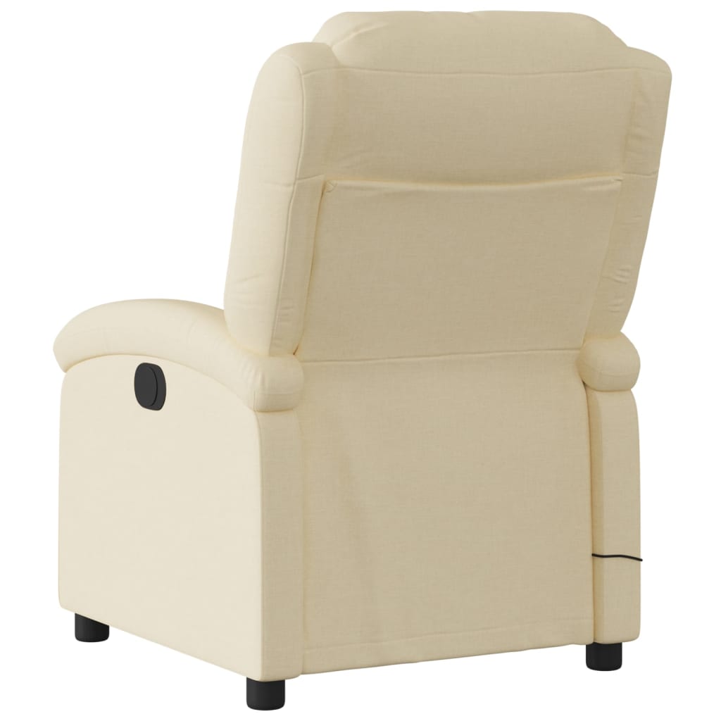 Poltrona de massagem reclinável em tecido creme