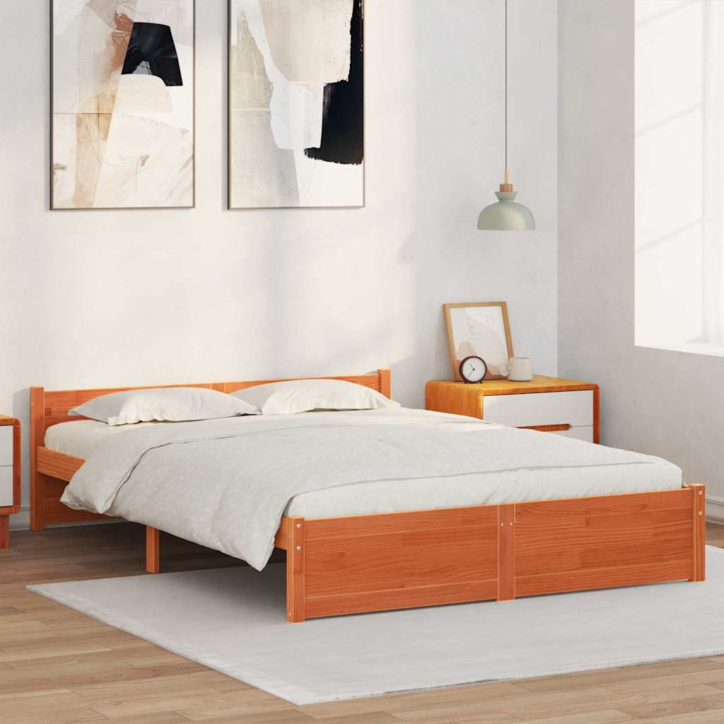 Estrutura da cama marrom cera 205,5 x 145,5 x 51 cm