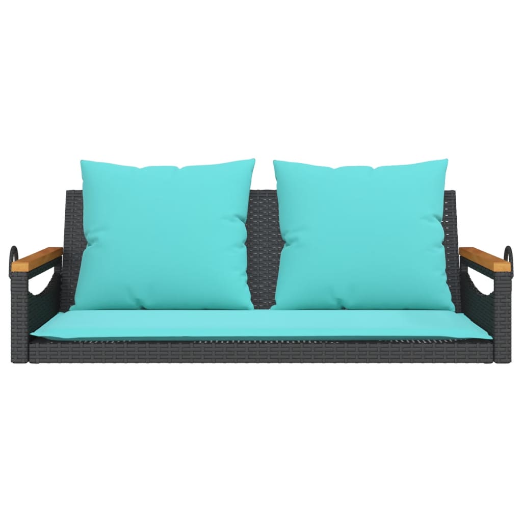 Banco baloiço com almofadões 109x62x40 cm vime PE preto