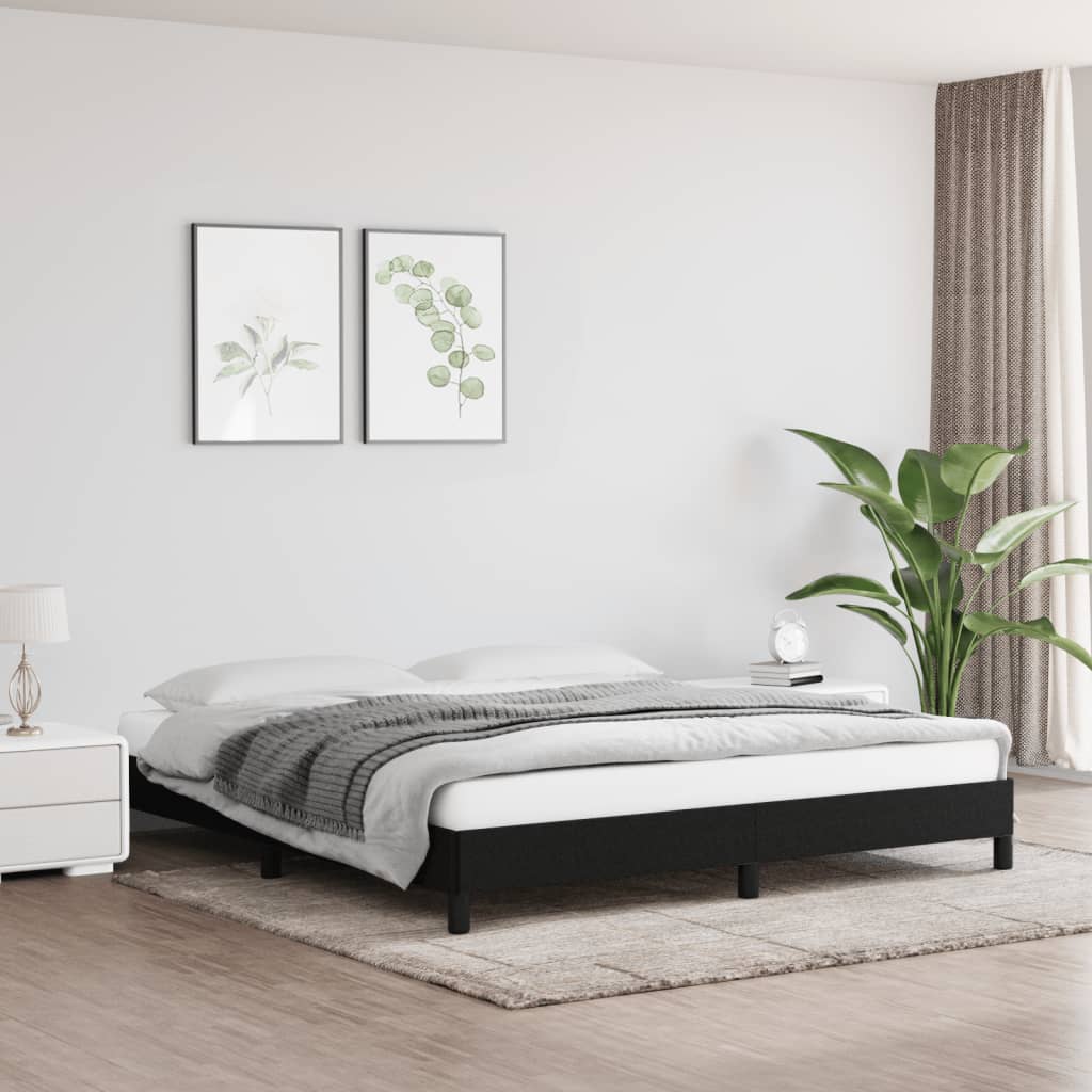 Estrutura de cama sem colchão 160x200 cm tecido preto