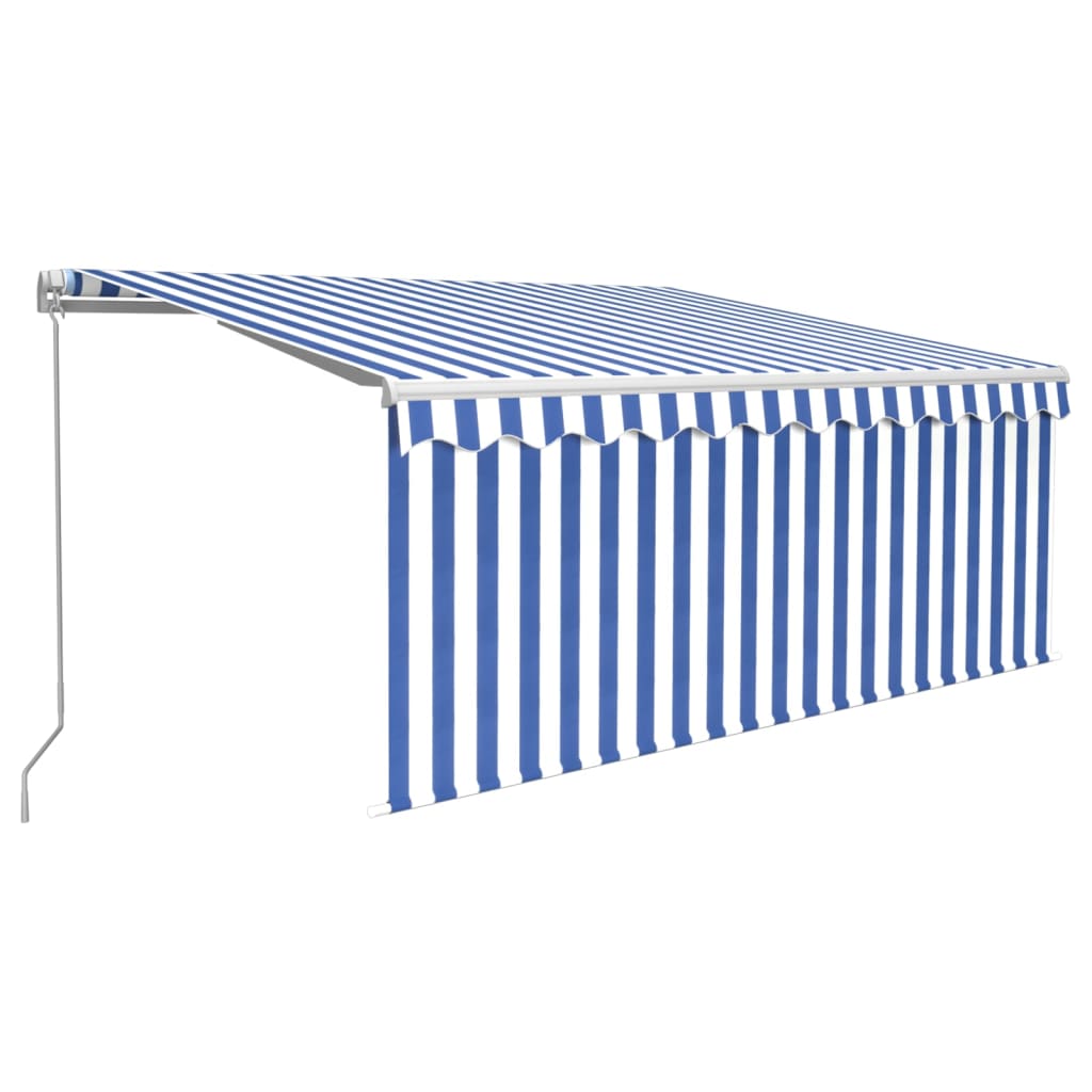 Toldo retrátil manual com estore 3,5x2,5 m azul e branco