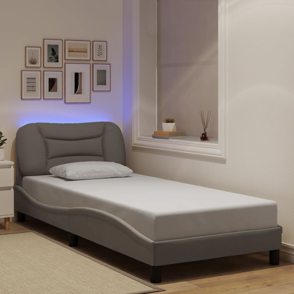 Estrutura de cama com LED sem colchão hvar 90x200 cm tecido