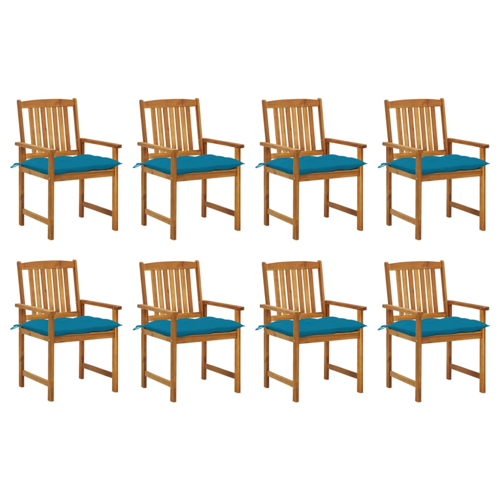 Cadeiras de jardim com almofadões 8 pcs acácia maciça