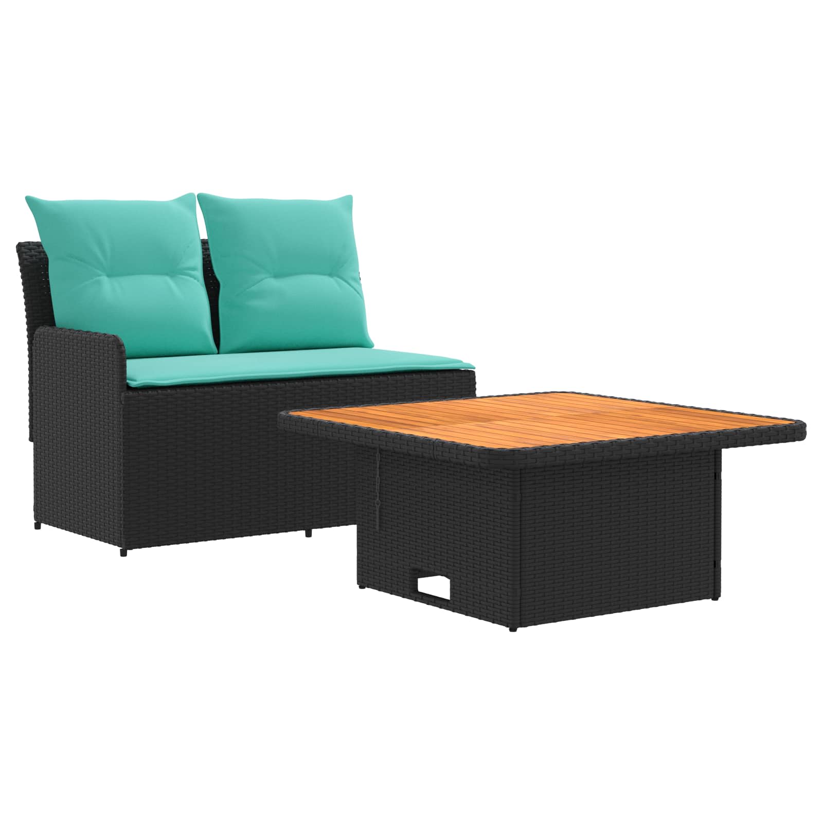 Sofá de jardim com braço e mesa levantável 2 peça rattan de PE
