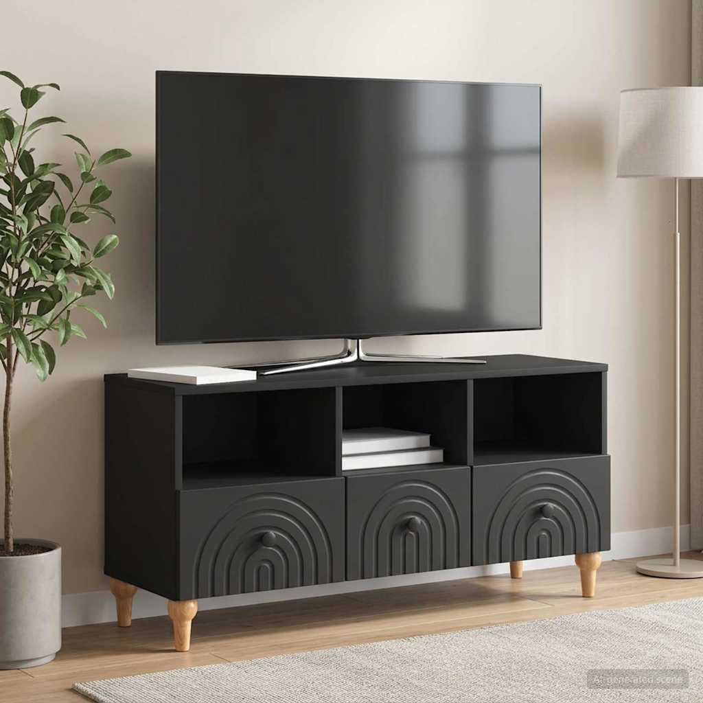 Gabinete para TV preto 102 x 34,5 x 50 cm madeira engenheirada
