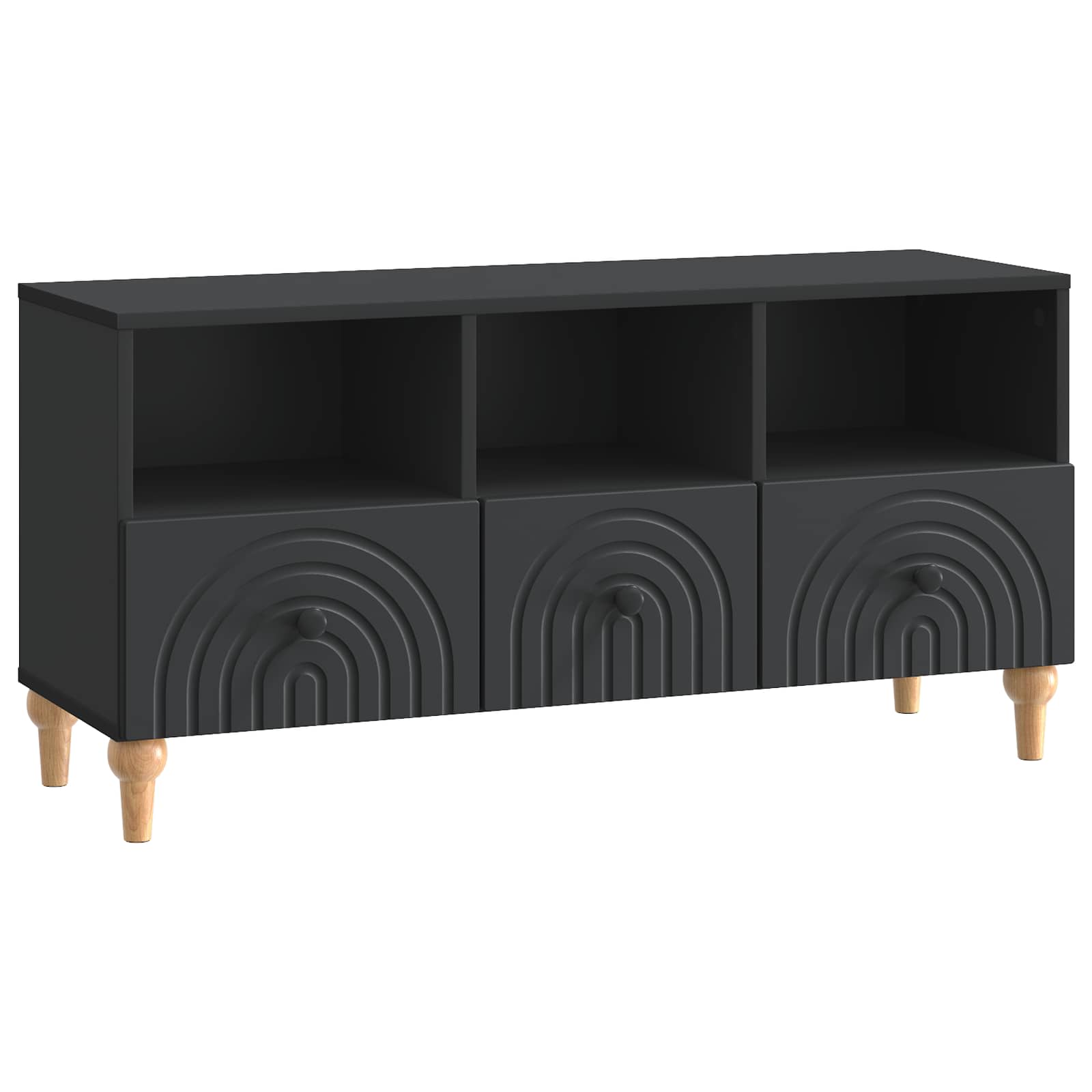 Gabinete para TV preto 102 x 34,5 x 50 cm madeira engenheirada