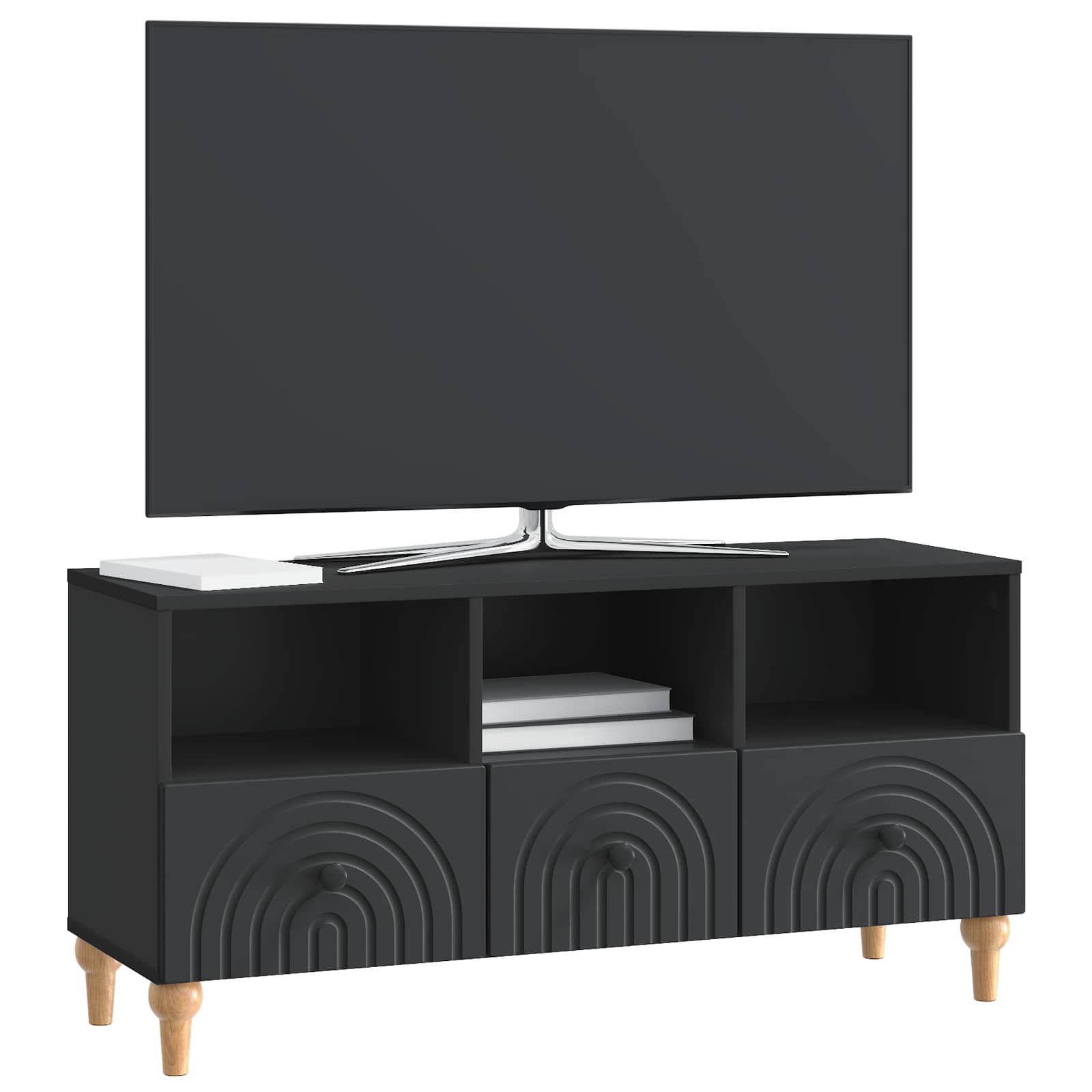 Gabinete para TV preto 102 x 34,5 x 50 cm madeira engenheirada