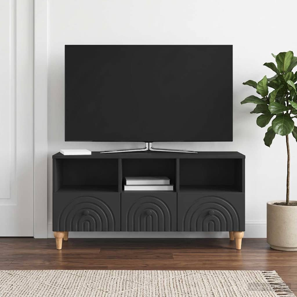 Gabinete para TV preto 102 x 34,5 x 50 cm madeira engenheirada