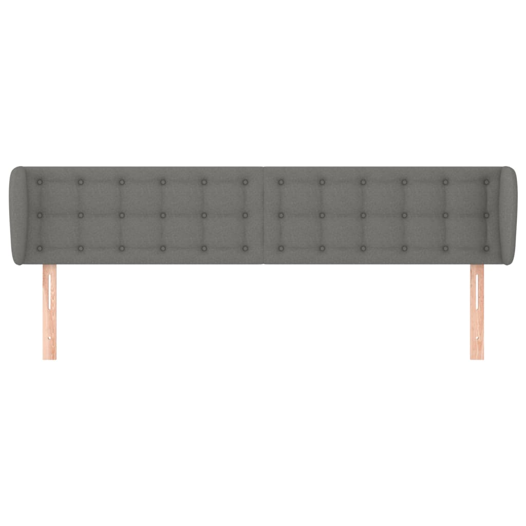 Cabeceira de cama c/ abas tecido 203x23x78/88cm cinzento-escuro