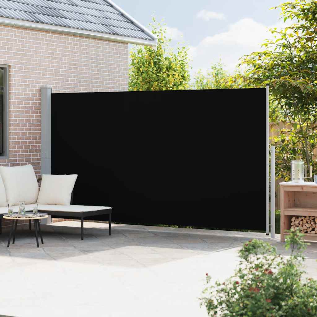 Toldo lateral retrátil para pátio 200x500 cm preto