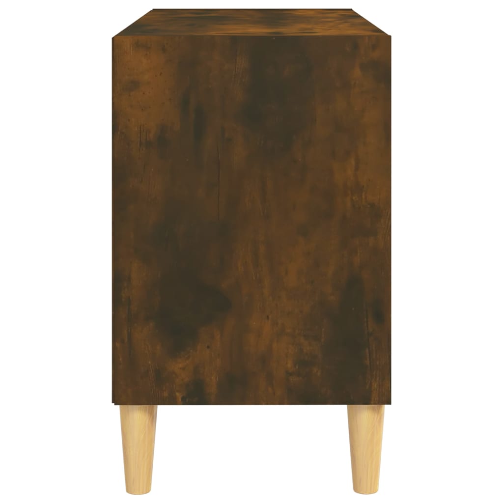 Móvel de TV pernas madeira maciça 69,5x30x50 cm carvalho fumado