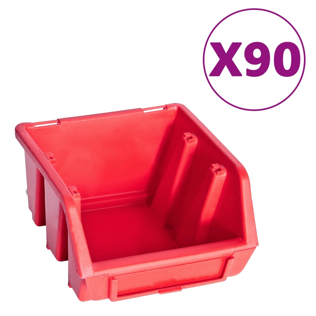 96 Pcs kit caixas arrumação com painéis parede vermelho e preto