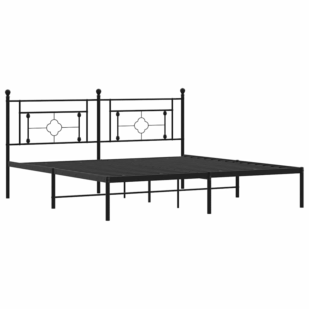 Estrutura de cama com cabeceira 183x213 cm metal preto