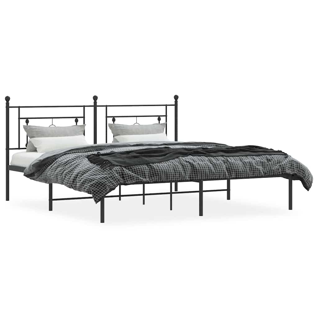 Estrutura de cama com cabeceira 183x213 cm metal preto