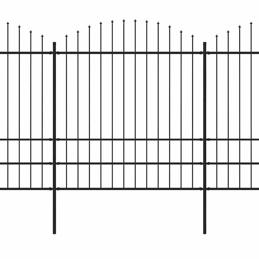 Cerca de jardim com topo em forma de lança em aço 1506x200 cm, preta