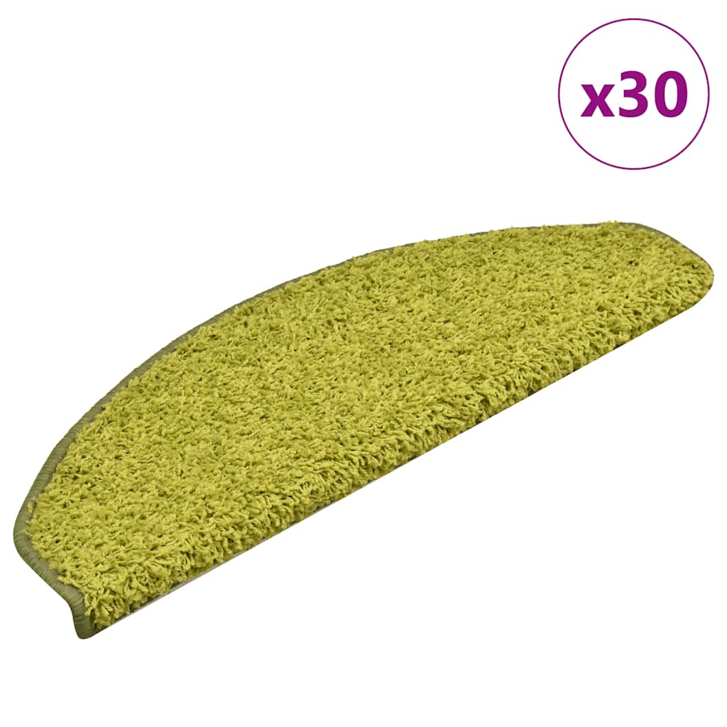 Tapetes de escada 30 peças 65x21x4 cm verde semicircular grande