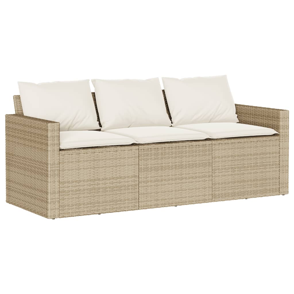 2 Pcs conjunto de jantar p/ jardim com almofadões vime PE bege