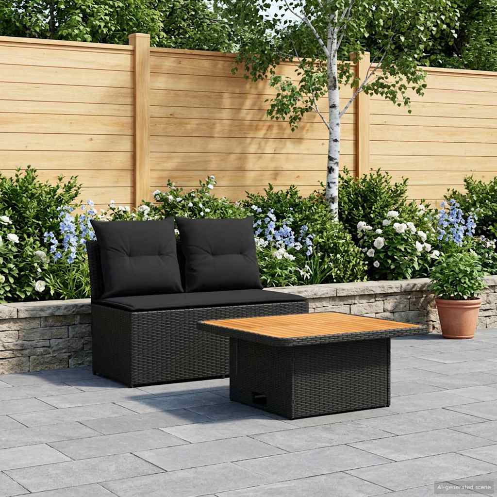 2 Peça sofá do meio para jardim com mesa elevatória vime PE