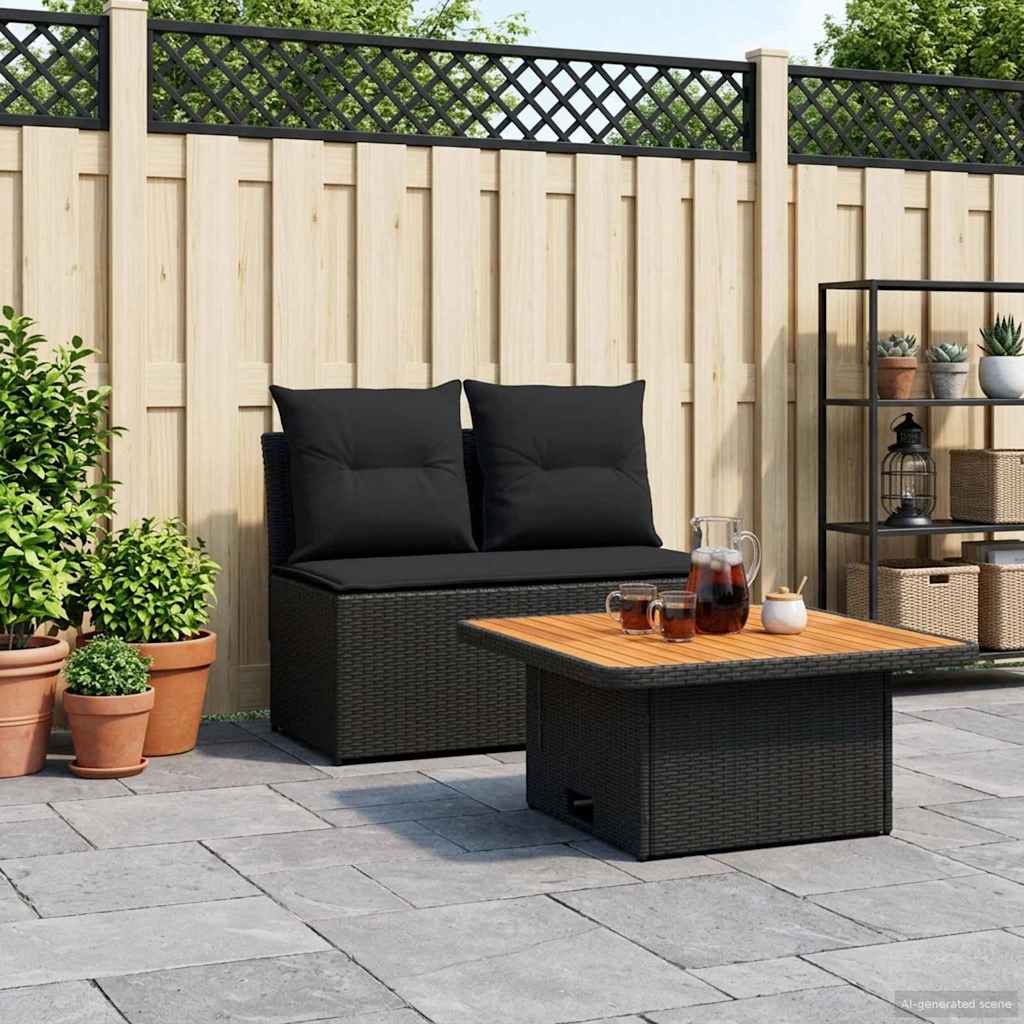 2 Peça sofá do meio para jardim com mesa elevatória vime PE