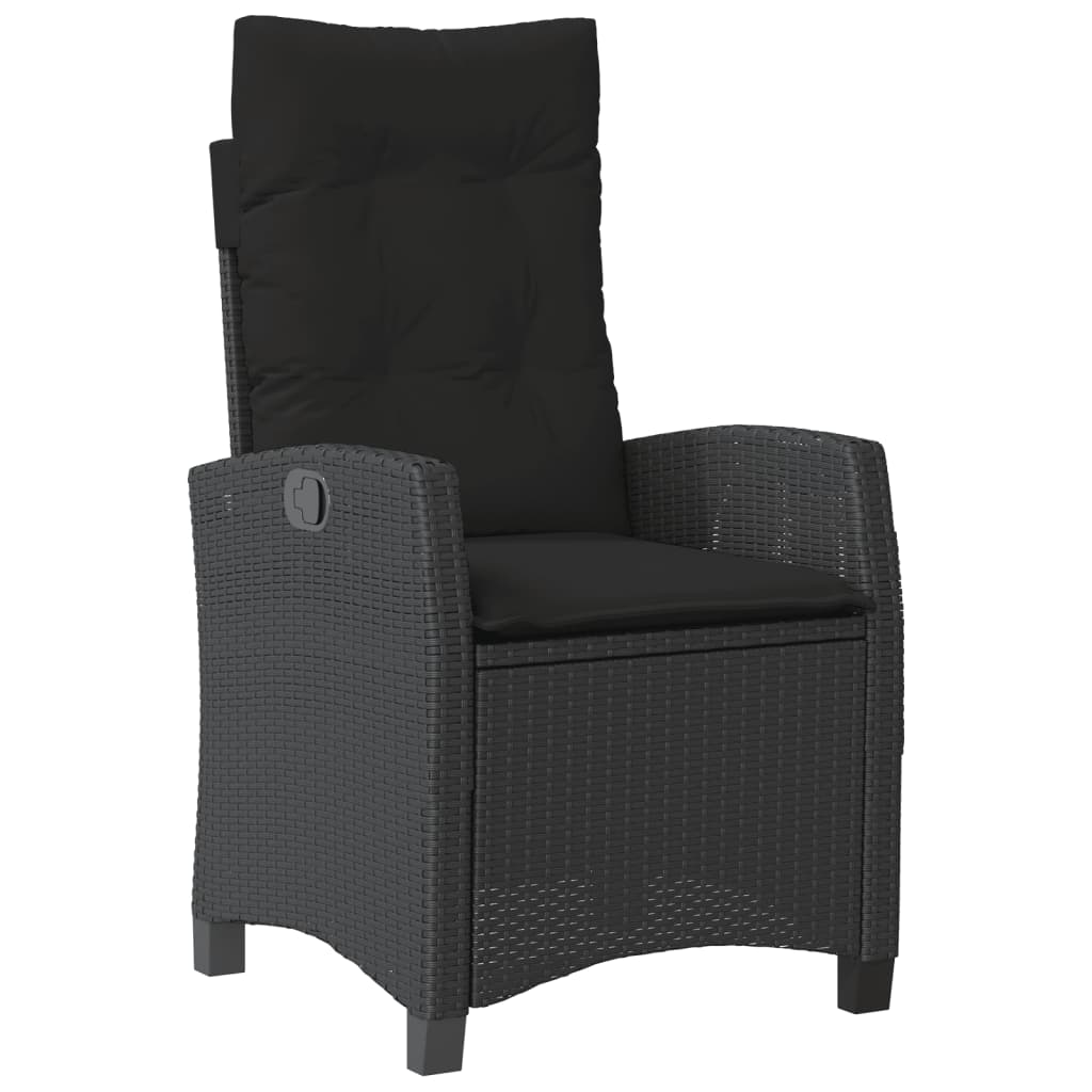 5 Pcs conjunto de jantar p/ jardim c/ almofadões vime PE preto