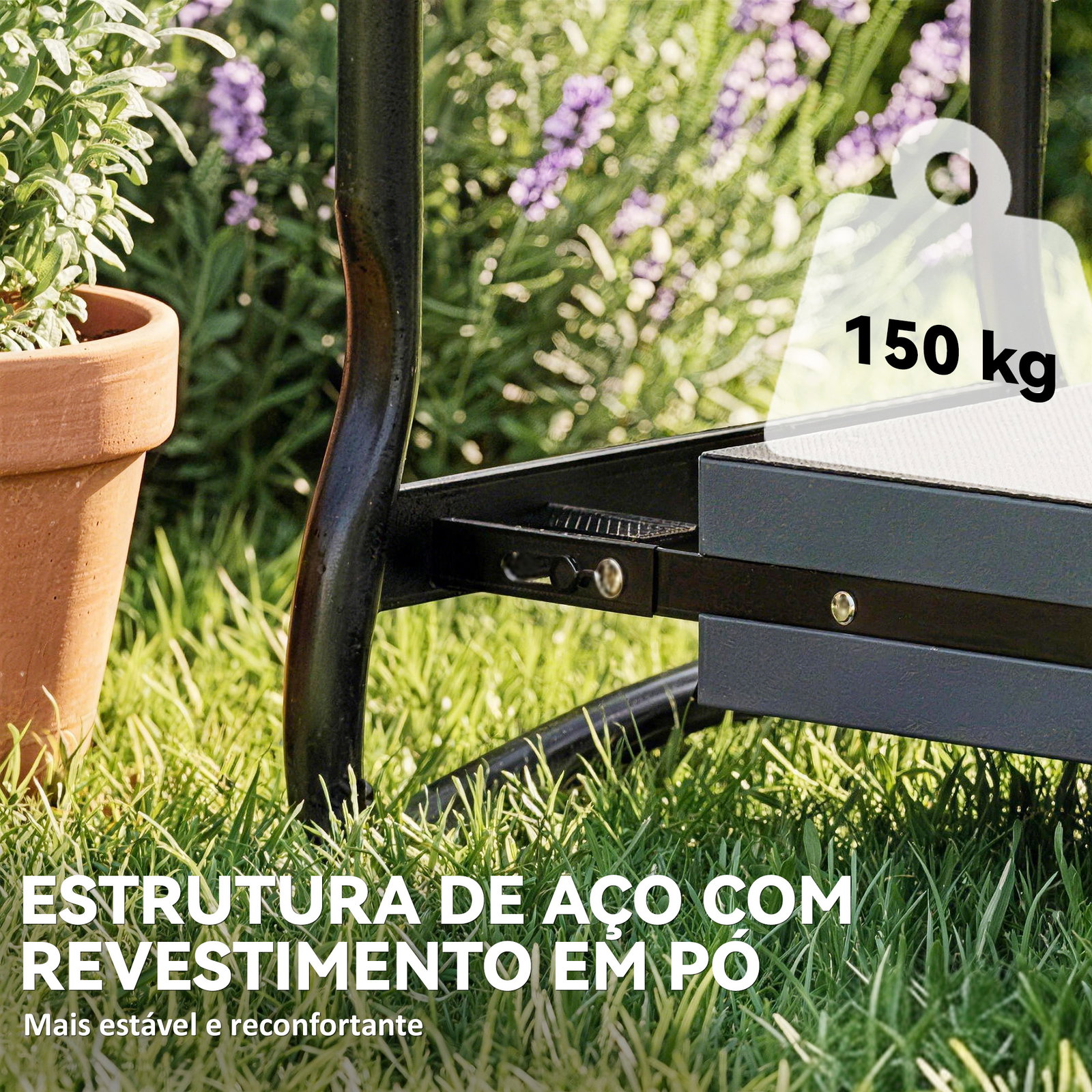 Banco de jardim dobrável com almofada de eva e bolsa para ferramentas na cintura, carga 150 kg