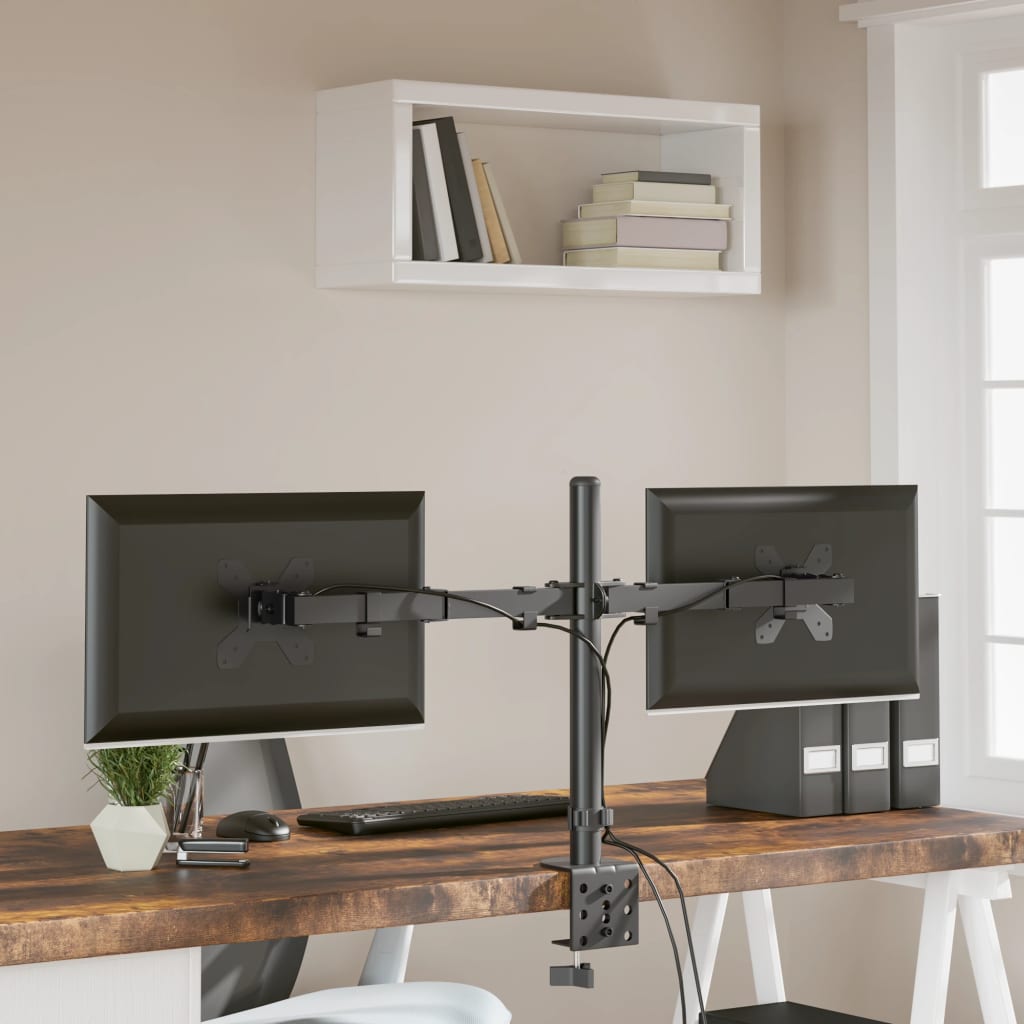 Suporte duplo para monitor vesa 75/100 mm aço preto