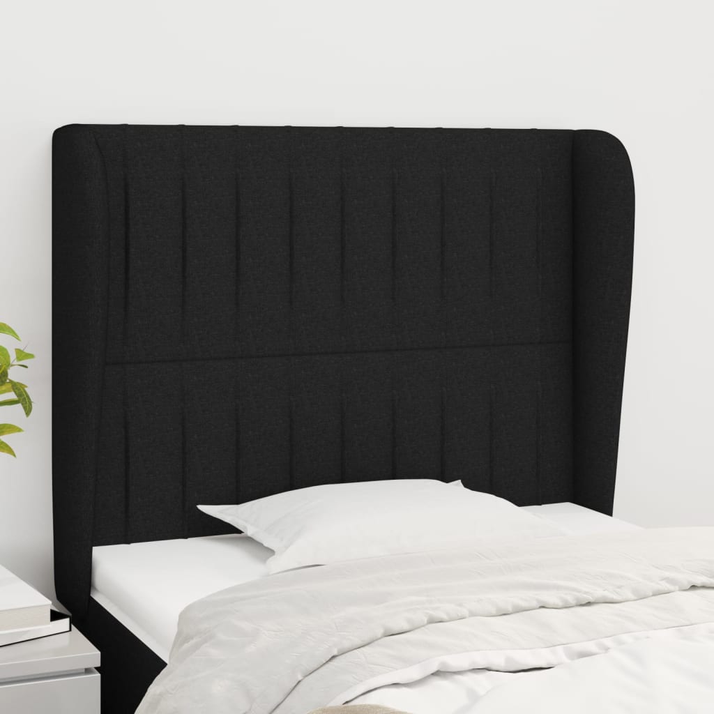 Cabeceira de cama c/ abas tecido 83x23x118/128 cm preto