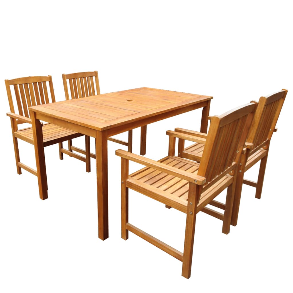 5 Pcs conjunto de jantar exterior madeira acácia maciça